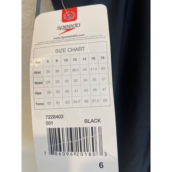 NWT Womens 6 Speedo BLACK "75466" One Piece Swimsuit Bathing Suit - Picture 4 of 7